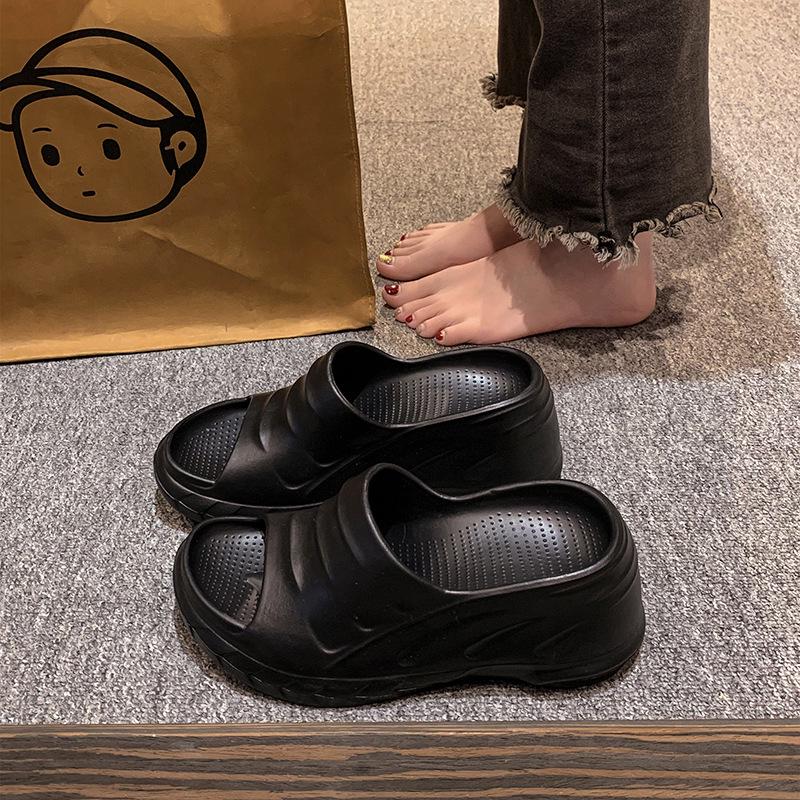 

Летние шлепанцы на танкетке для отдыха на открытом воздухе: Пляжные сандалии на толстой подошве и высоком каблуке Size 36