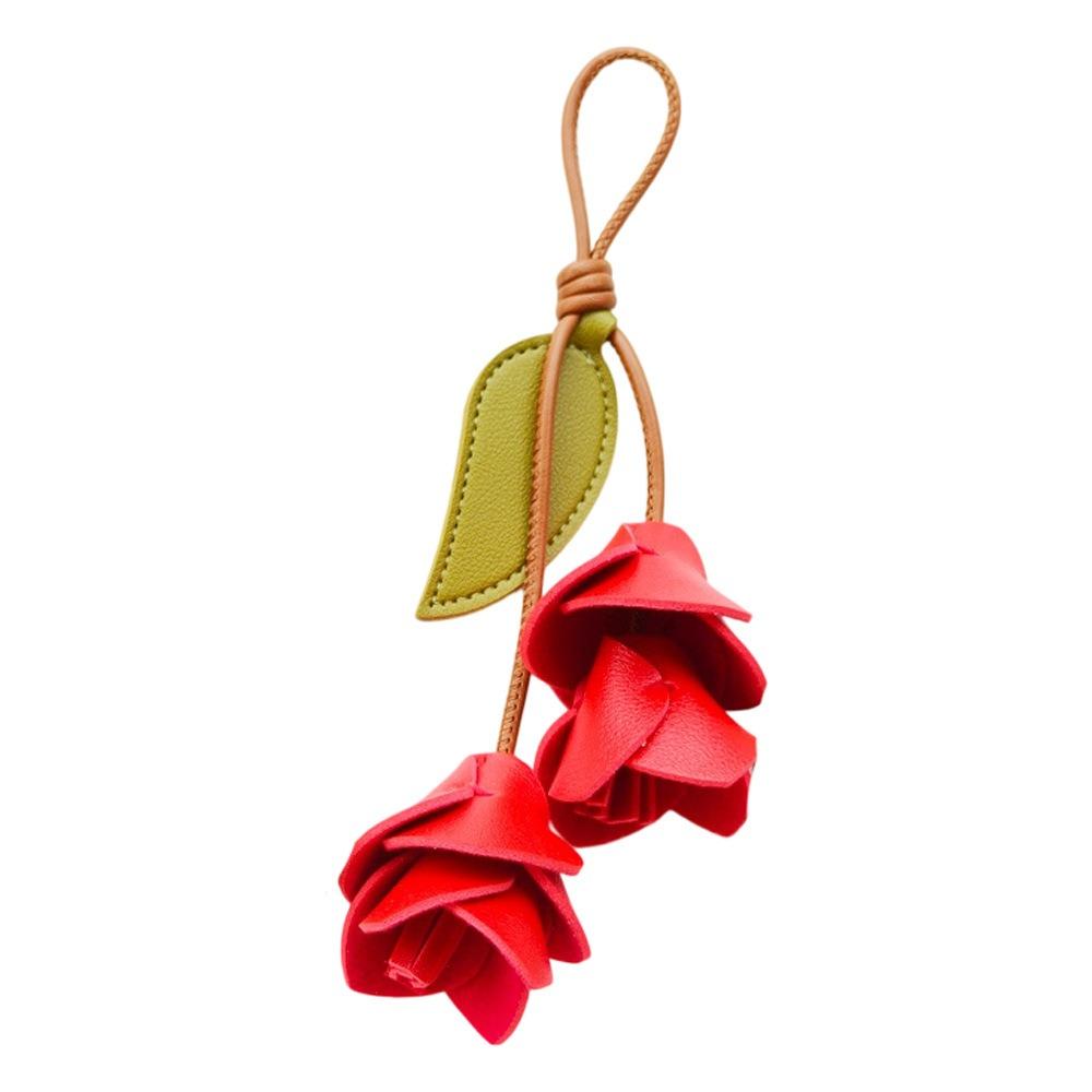 Fashion Pu Leather Tulip Pendant Colorful Bag Charm Lovely Bag Decoration Women