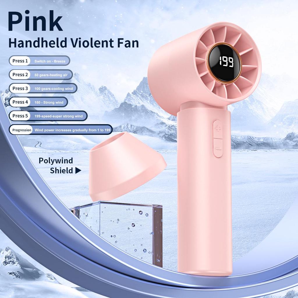 New T-12 Mini Handheld Fan: USB Charging, 100-Speed Digital Display, High-Speed Silent Turbine