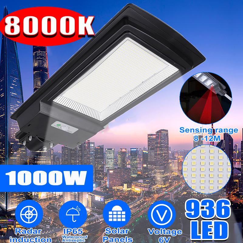 1000W 936LEDs Radar Motion Sensor Solar Street Light Outdoor Timing Wall Lamp Waterproof Yard Path Home Garden