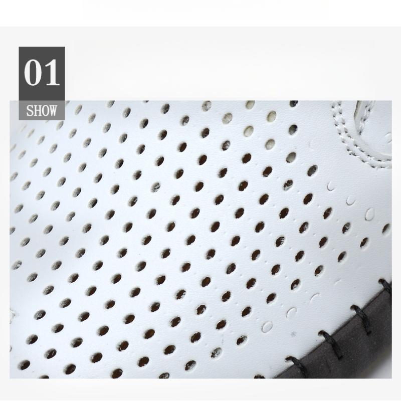 Men's Hollow Leather Casual Shoes Slip On Shoes Moccasins Summer