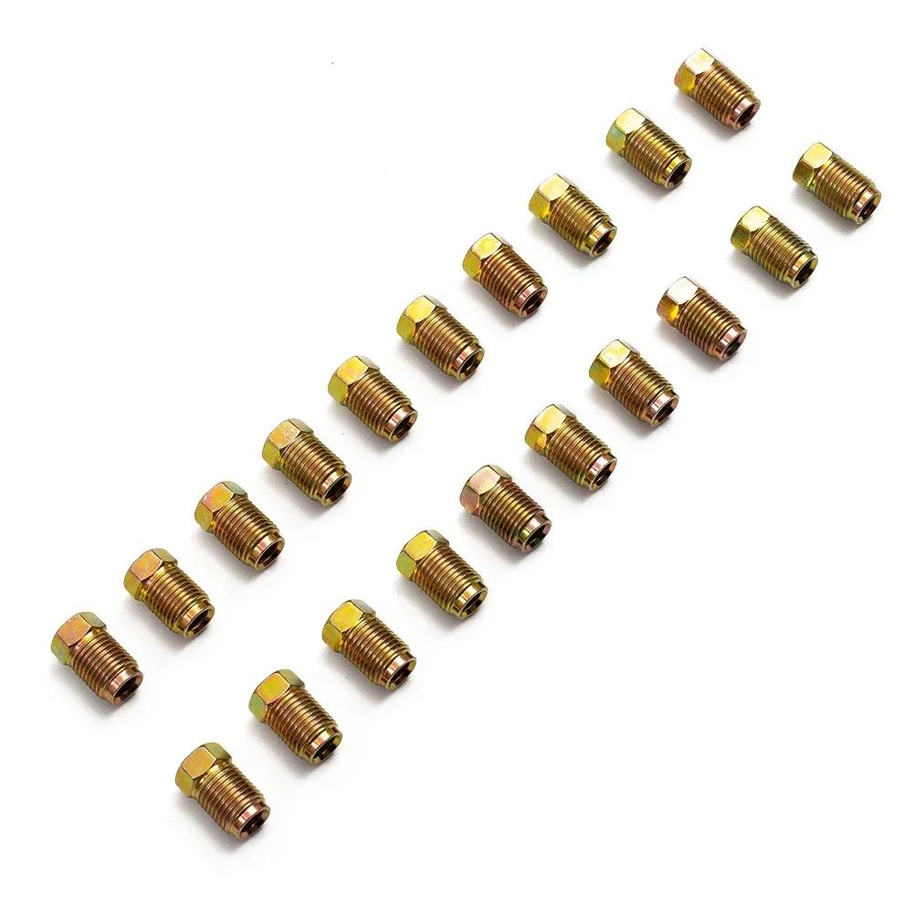 20 buc Set de fitinguri pentru conducte de frână din cupru de 3/16" cu raze inversate, piulițe metrice cu capăt unional 10 mm x 1 mm, scule zincate
