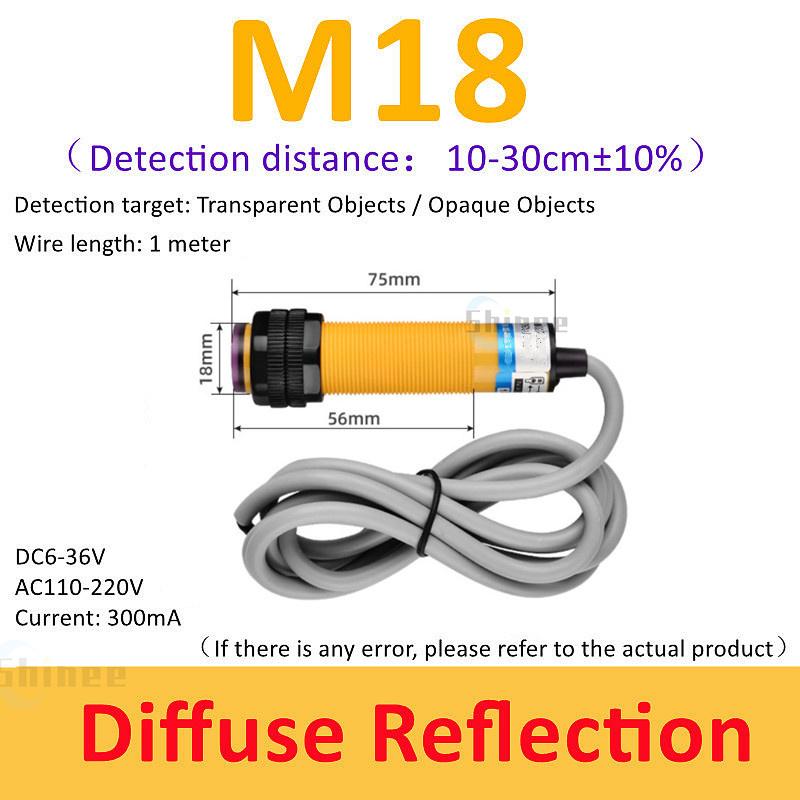 1PCS E3F-DS30C4 Proximity Switch Photoelectric Sensor Switch NPN PNP DC6-36V 30cm Detection Range Adjustable Diffuse Reflection