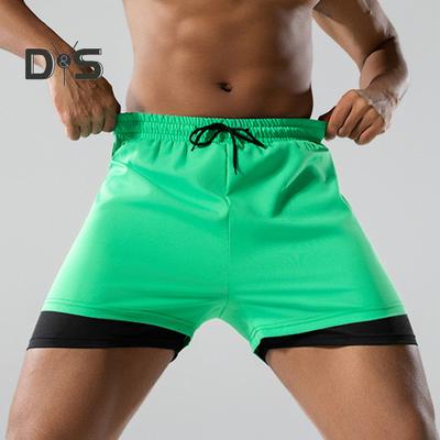 Men Swimming Shorts Double-layered Quick-drying Swim Trunks Drawstring Elastic Waist Surfing Hot Spring Bathing Shorts High Elasticity Comfort