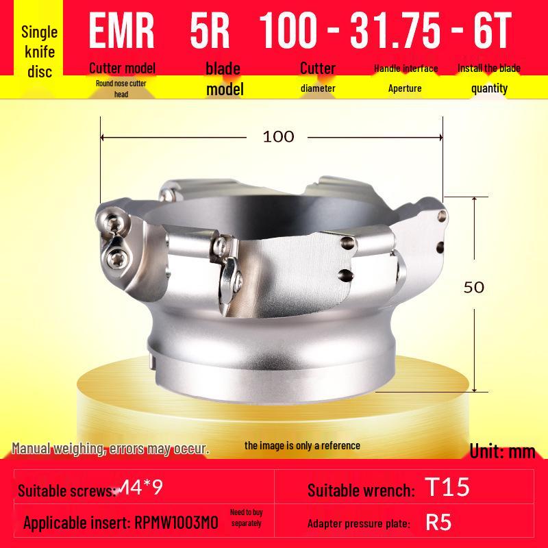 EMR Face Milling Round Nose CNC Tool Holder BT40 R5 Extended Cutter Head