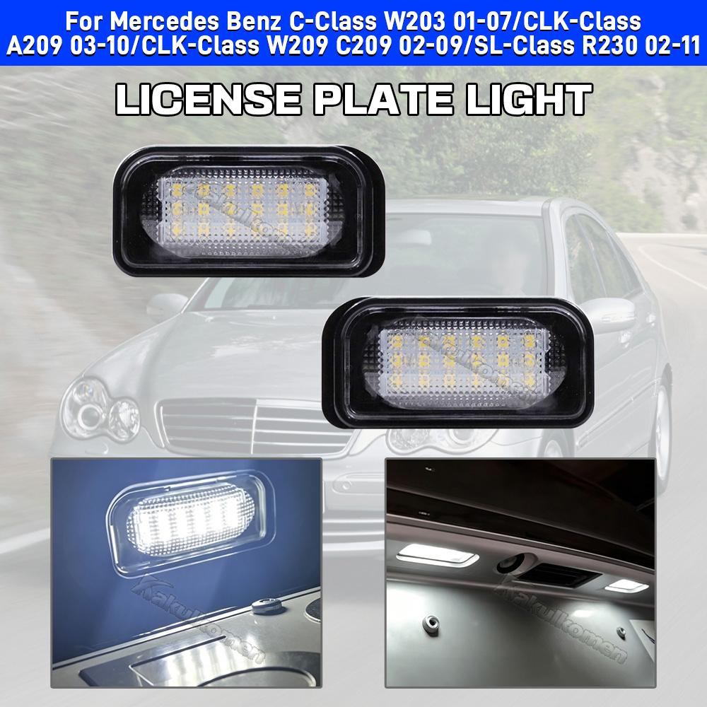 LED Number Plate Lamp For Benz C-Class W203 CLK-Class A209 W209 SL-Class R230 Convertible White License Plate Light Assembly