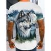 Men's 3D Printed T-shirt Casual Round Neck Lightweight Summer Trend Fashionable Versatile Wolf Pattern T-shirt