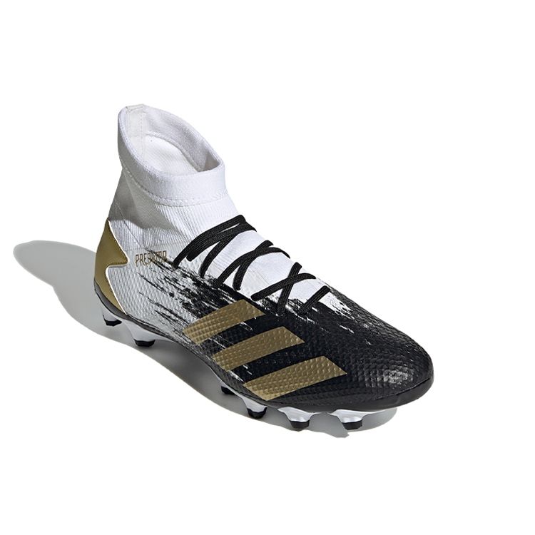 adidas Predator 20.3 Punta Tonda Allacciatura MG (Borchie corte in gomma) Scarpe da Calcio Antiscivolo Uomo scarpe da calcio Bianco Nero Oro FW9188