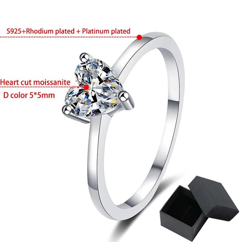 Bague en or blanc 0,5 ct et 5 mm en moissanite taille cœur pour femme, argent massif S925, diamants de laboratoire, alliance de luxe, bijoux GRA