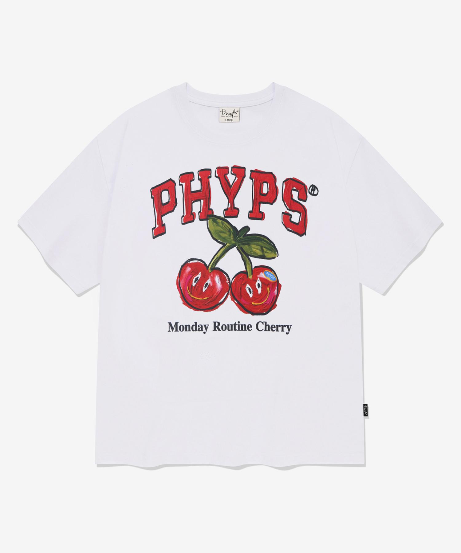 Physical Department Monday Routine Cherry Short Sleeve T-Shirt_White White/M