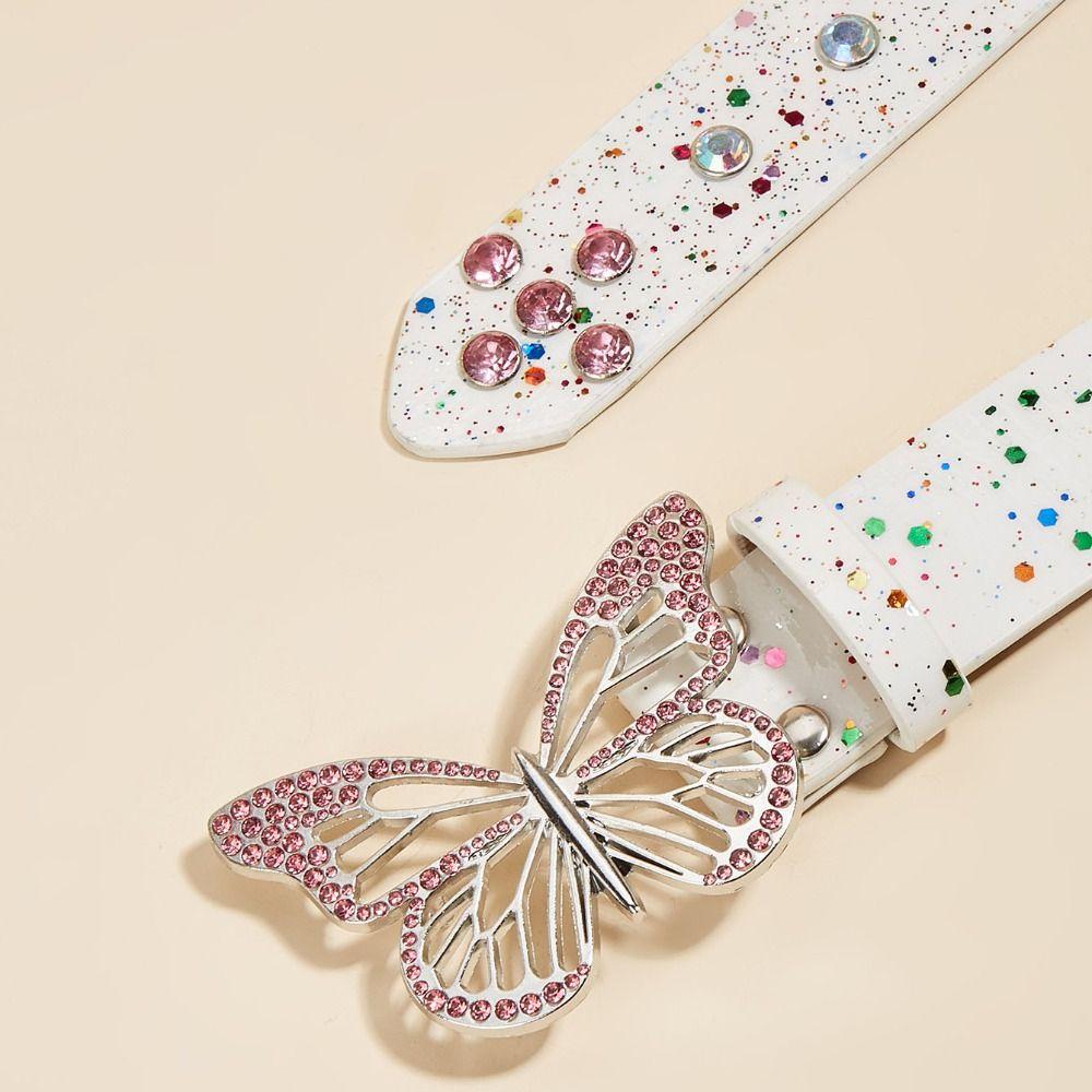 Adjustable Butterfly Rhinestone Belt Punk Waist Belt Elegant Butterfly Waistbands Dress Decoration