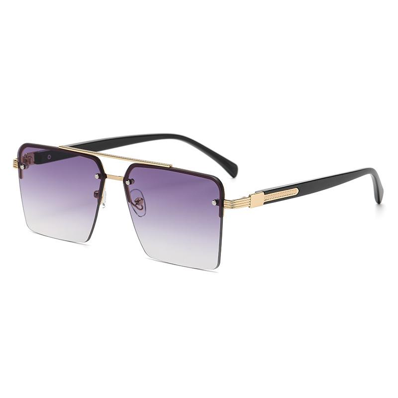 New Retro Metal Double-beam Gradient Sunglasses Driving Driving Sunshade Half-frame Sunglasses