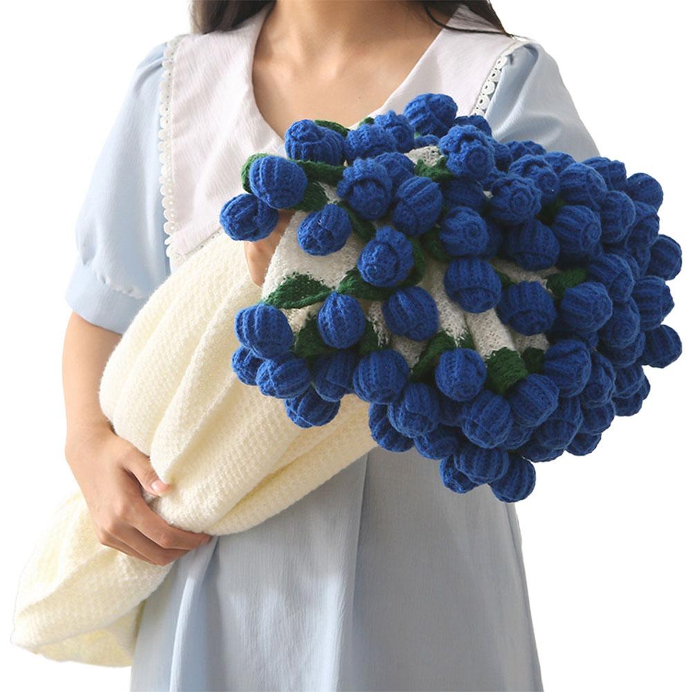 Handmade Crochet Flower Bouquet Rose Bouquet Gift For Valentine's Day Birthday Decorative Eternal Flower Bouquet Home Decoration