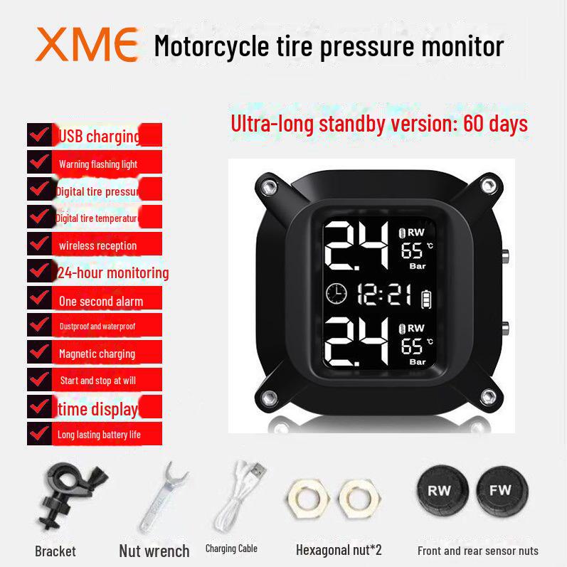 XM7 Solar Wireless Waterproof Motorcycle Tire Pressure Monitor