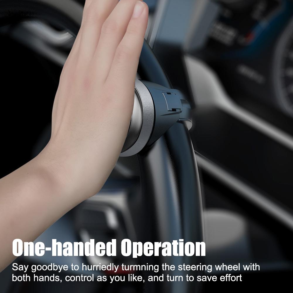 Metal Bearing Power Handle 360 Degree Rotation Turning Steering Wheel Booster Ball Shaped Spinner Knob Black
