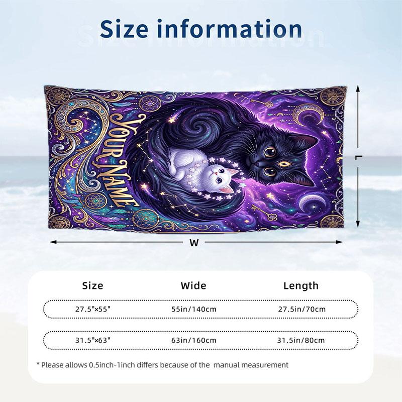 Celestial Artwork 1 Theme Quick Dry Beach Towel Custom Name Text Print Large Sand Resistant Towel Beach Vacation