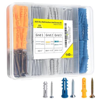 1PACK/140PCS Color Zinc Drywall Screws Drywall Screws Countersunk Self-tapping Screw Sleeves