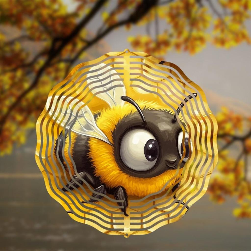 A Bee-Shaped Wind Spinner, Christmas Decorative Gifts, A 2D Kinetic Wind Spinner Gift, Metal Wind Spinners for Outdoor and Indoor Decor for Wives