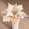 Festive Poinsettia Glitter Artificial Flowers Christmas Tree Decoration