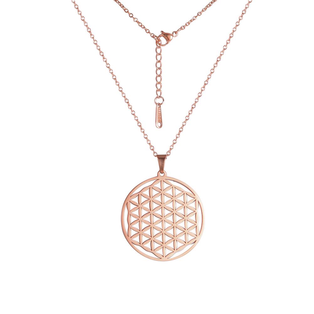 Flower of Life Sacred Geometry Necklace Stainless Steel Mandala Neck Chain Women Men Viking Vintage Universal Spiritual Jewelry