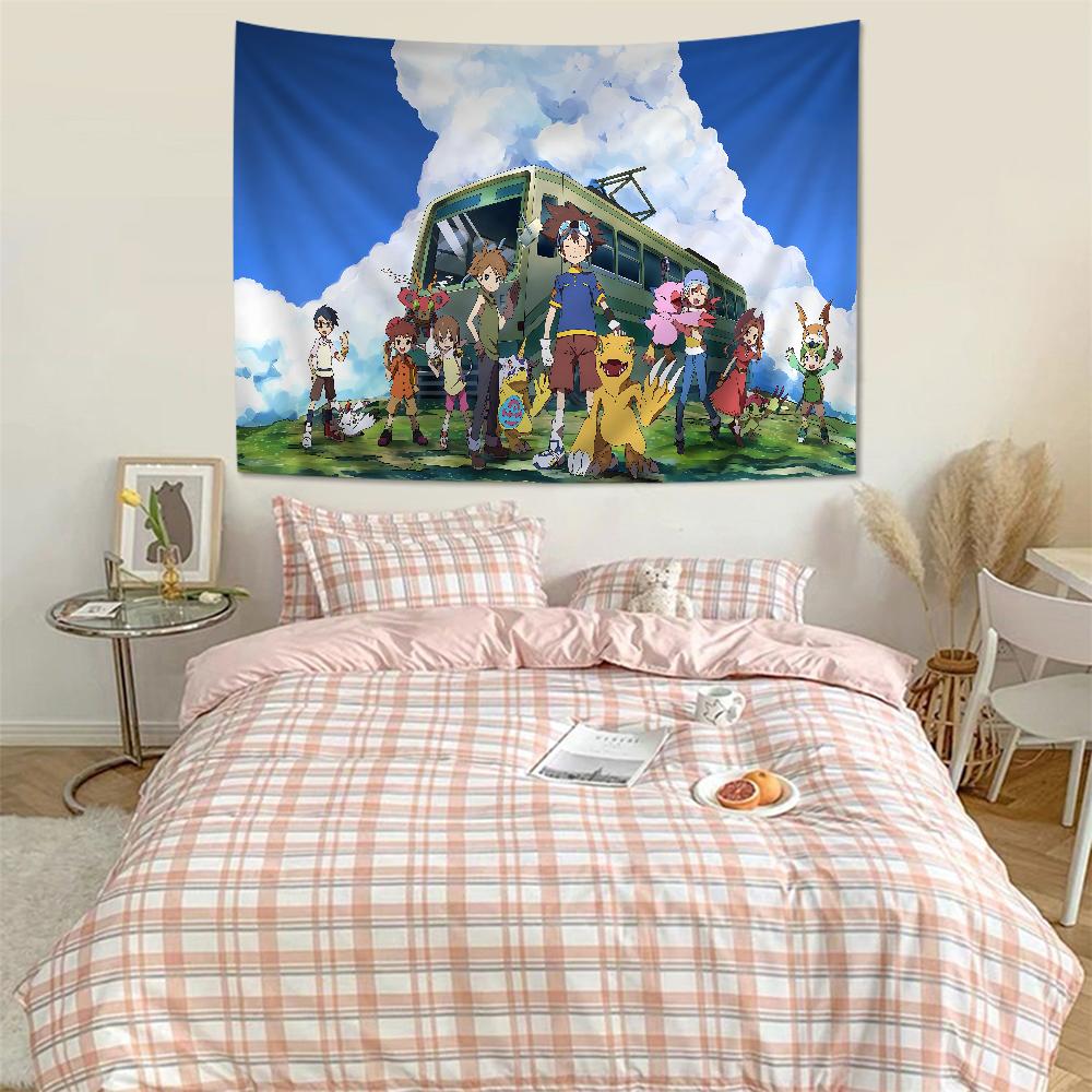 DDigimonS CARTOON Buntes Wandbehang-Gobelin Günstiger Hippie-Wandbehang Böhmische Wandteppiche Mandala-Wandbehang-Blätter