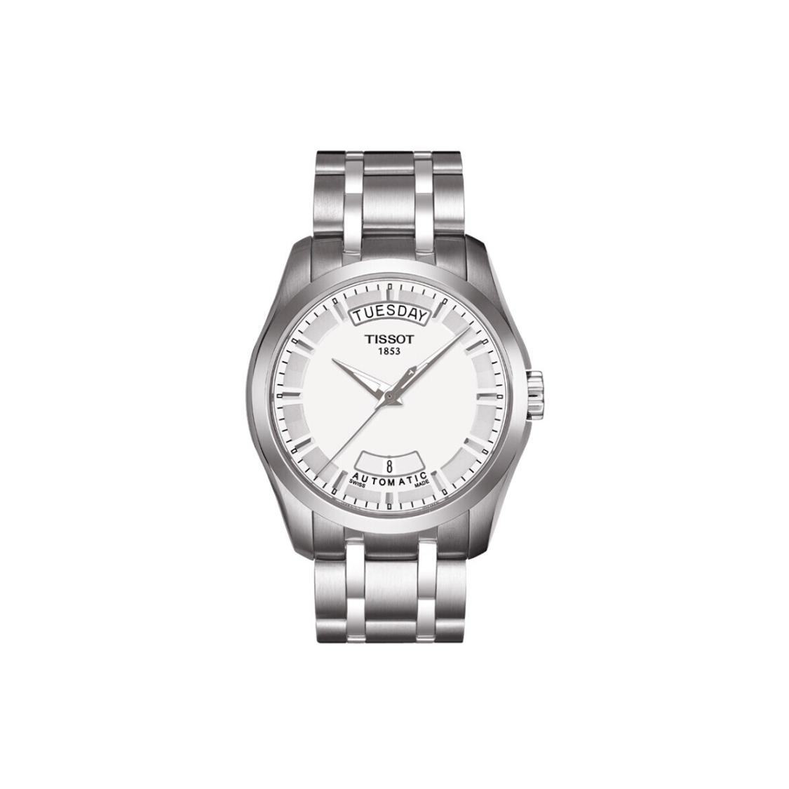 TISSOT Коллекция Kutu Автоматический Механический Механизм Водонепроницаемость 100м Мужские Часы Часы 39мм Белый Циферблат T035.407.11.031.00 Silver