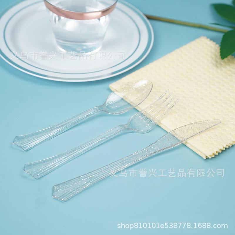 Party Birthday Spot Disposable Knives, Forks And Spoons Plastic Tableware Festive Party Dovetail Knives, Forks And Spoons Foreign Trade