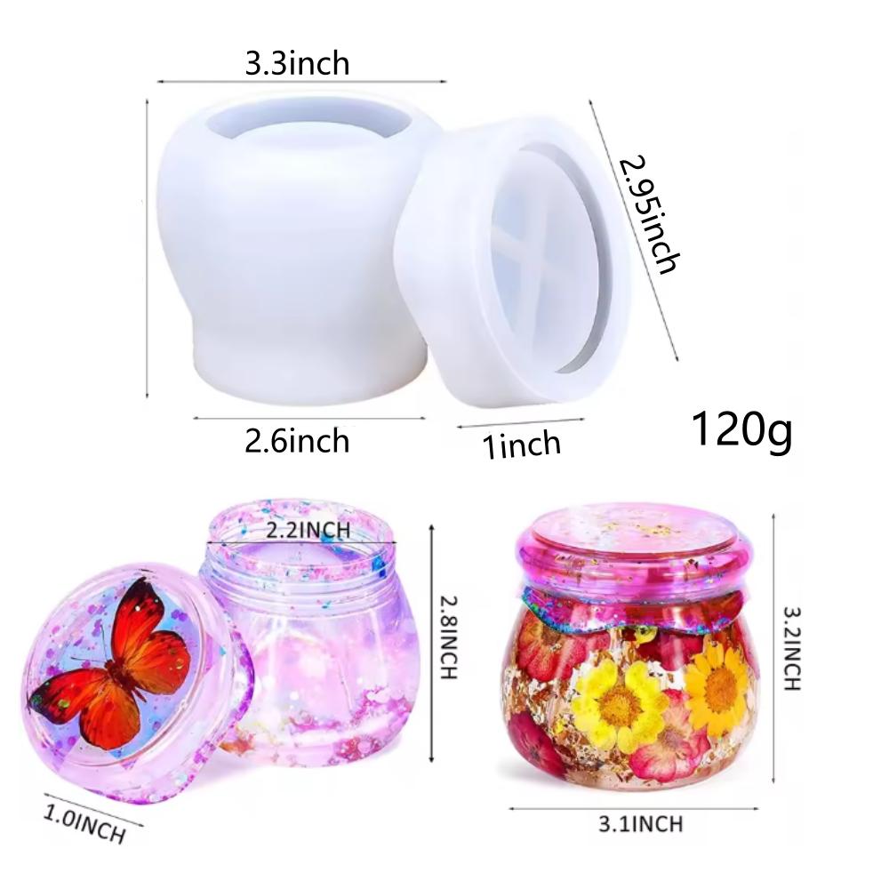 Pudding Jar Storage Bottle Silicone Resin Mold with Lid Candle Holder Box Mould Epoxy Casting Resin Mold