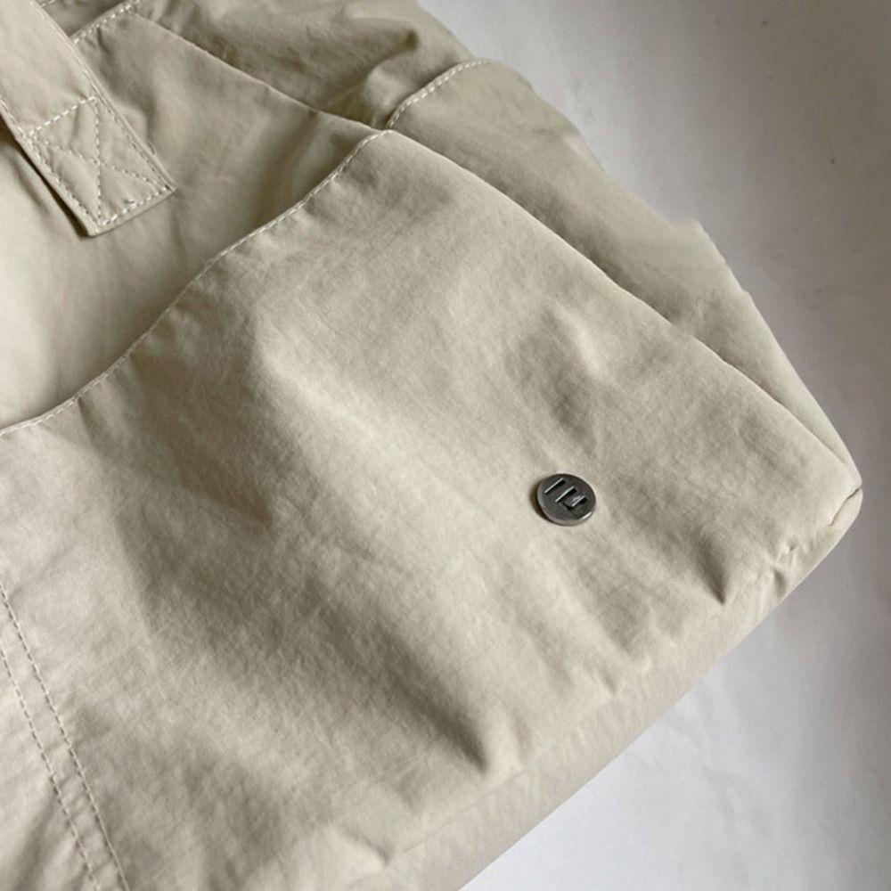 Solid Color Large Capacity Shoulder Bag Soft Material Commuting Handbag Casual Book Bags Shopping