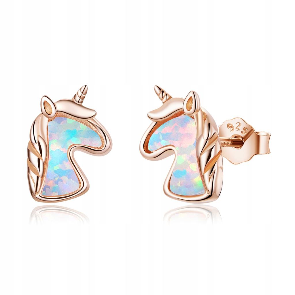 Unicorn Earrings, Plated, S925 Mother Of Pearl Unicorn Stud