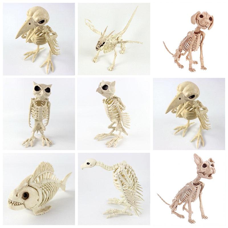 Halloween Cat Skeleton Dog Owl Prop Animal Bones Party Shop Horror Decoration