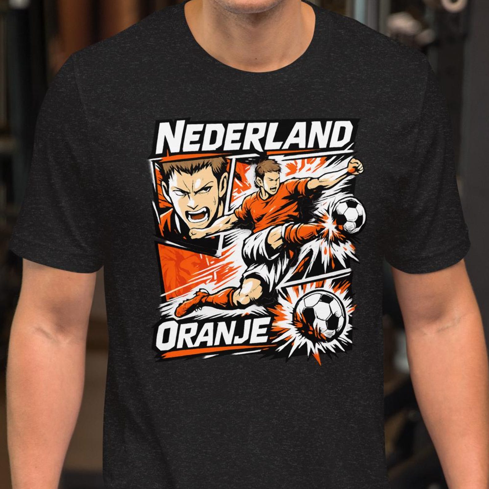 Netherlands Soccer Anime T-Shirt, Oranje Manga Football Graphic Tee S