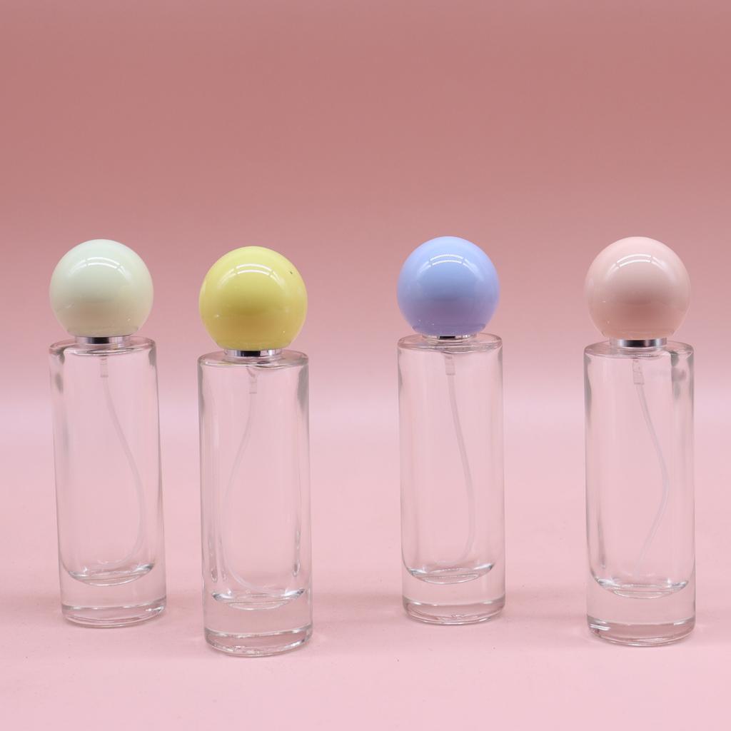 Colorful Round Ball Cap 30ML Small Cylinder Premium Perfume Bottle Portable Dispensing Cosmetic Spray Glass Bottle