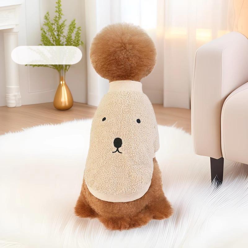 New pet clothes teddy fleece outer layer contains fleece double-layer warm hamster embroidery magic fight dog clothes