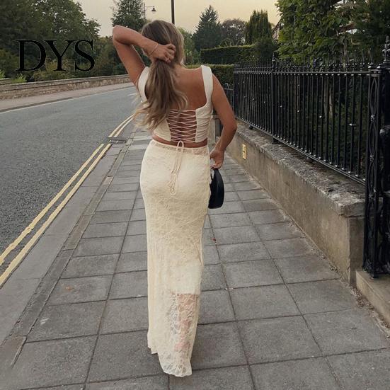 Solid Color Lace Gown Skirt Fishtail with Lining Retro Style Wedding Maxi Detachable Two-Piece Design Parties Weddings