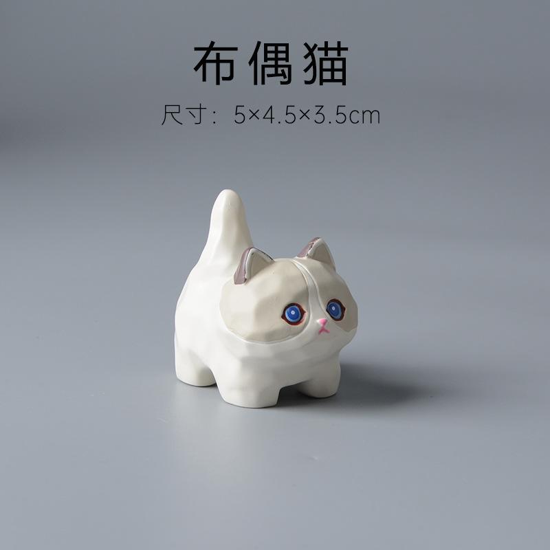 

Мультяшный черный кот сиамский резьба по дереву смола котенок украшение кукла подарок офисный стол домашнее украшение