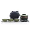 Portable Ceramic Tea Set: Quick Cup, One Pot, Three Cups - Perfect for Travel and Outdoor Use