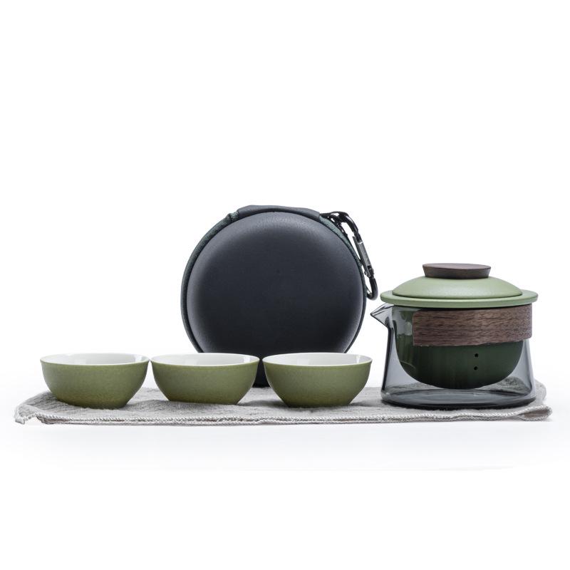 Portable Ceramic Tea Set: Quick Cup, One Pot, Three Cups - Perfect for Travel and Outdoor Use
