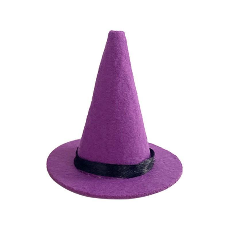5Pcs Mini Felt Witch Hats Small Wizard Hat Decor For Wine Bottle Cup Table Ornament Halloween Party Bar Home Scene Decoration