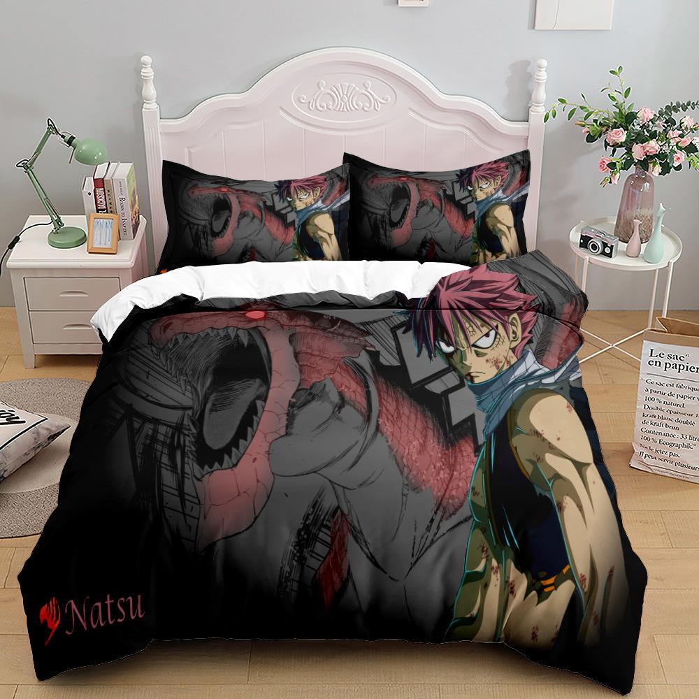 Anime Fairy Tail Boy New Duvet Cover Set With Pillowcases, Kids Bedding Set For Boys Girls Gift Bedclothes Bed Quilt Cover Set