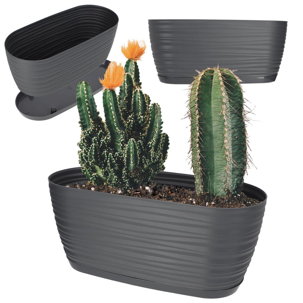 KADAX Doniczka Donica Na Kwiaty 13cm Osłonka Okrągła Kwietnik Plastikowa Antracyt