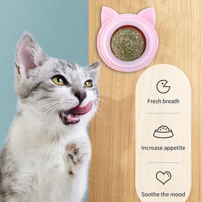 Pelota adhesiva de pared con hierba gatera Natural para gatos, juguete que trata la salud Natural, elimina las bolas de pelo para promover la digestión, bocadillos de hierba para gatos y mascotas