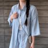 New ArrivalS Open Run Women S Box Fit Pleated Short Sleeve blouSe And ShortS Set