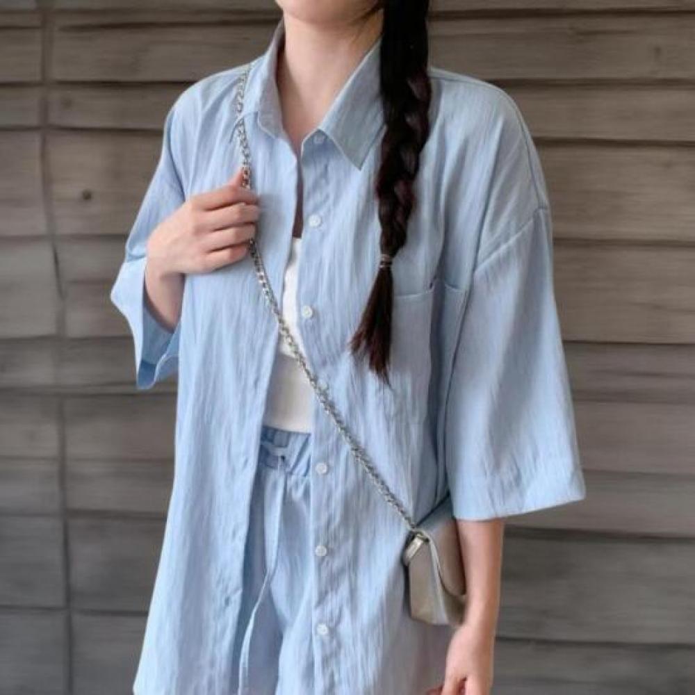 New ArrivalS Open Run Women S Box Fit Pleated Short Sleeve blouSe And ShortS Set