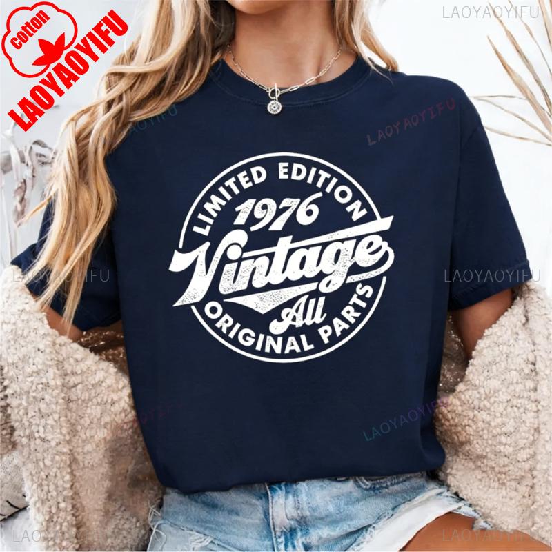 Vintage 1976 Unisex Tee Funny 49th Birthday Gift Nostalgia Style Printed Tshirt Tops High Quality Cotton Crewneck Shortsleev