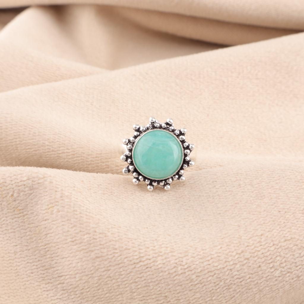 Green Amazonite Gemstone 925 Sterling Silver Jewelry Handmade Ring Gift For Wife RR-7-22