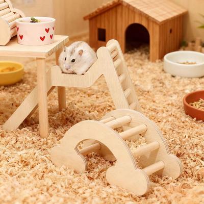 Decorative Wooden Hamster Ladder Wood Animals Cage Ladder Hamster Climbing Ladder Wave Shape Hamster Staircase for Playing