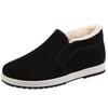Winter Men's Old Beijing Cloth Shoes Non Slip Solid Color Fleece-Lined Thickeneded Cotton Shoes High Top Warm Casual Cotton Shoes