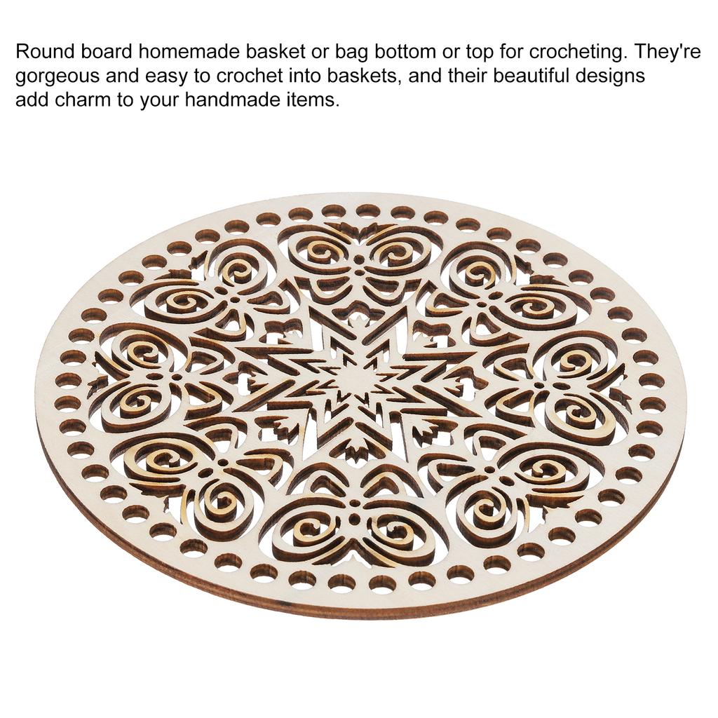Crochet Basket Base Round Wooden Crochet Bag Bottom Unfinished Wood for DIY Craft Basket Crochet Bags Weaving Knitting Base 5.5"