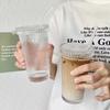 Coffee Mugs Milk Cup Glass Material Striped Glass Cup with Straw Drinking Cup Juice Cup Glass Material for Any Occasion